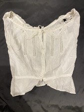 Antique Victorian Edwardian  Cotton Camisole corset cover Lace Trim Tank top XS