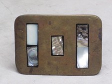 vintage brass with mother of pearl abalone inlay detail belt buckle