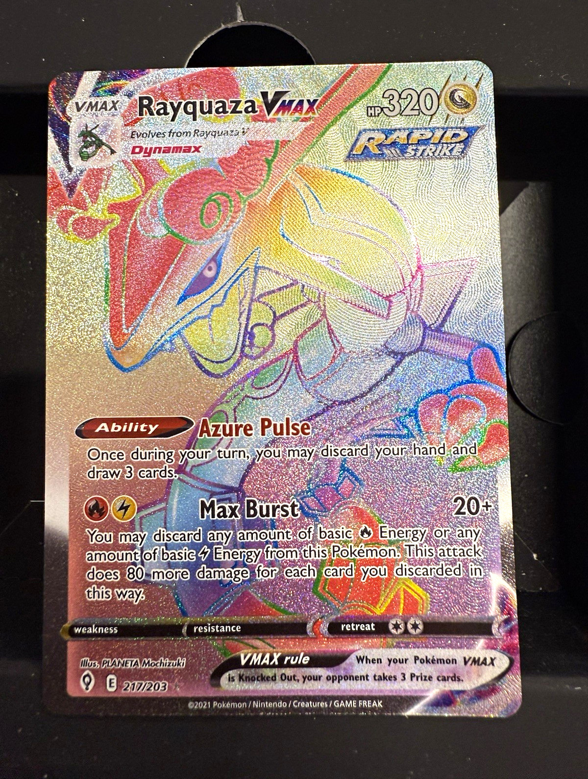 Pokémon TCG Rayquaza VMAX 217/203 Secret Rare Holo Full Art Evolving Skies