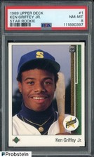 1989 Upper Deck Star Rookie #1 Ken Griffey Jr Mariners RC HOF PSA 8 NM-MT