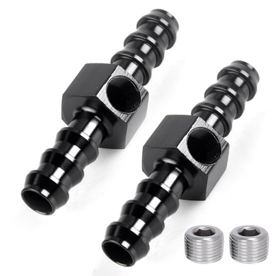 #ad 3 8quot; Barb Inline Fuel Pressure Gauge Fitting Adapter with 1 8 NPT Plug Fitting a $14.85