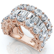 7.50Ct Baguette & Round Diamond Ring 10k Gold Lab Grown