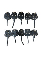Black 3-Pin Plug Heads - X10 - Rewireable UK Mains Plug