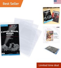 100 Acid-Free Comic Book Bags, Clear Protection for 6 7/8 x 10 1/2 Comics