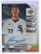 2024 Bowman Draft Night Auto /99 Hagen Smith 1st Chrome #BDNA-HS White Sox