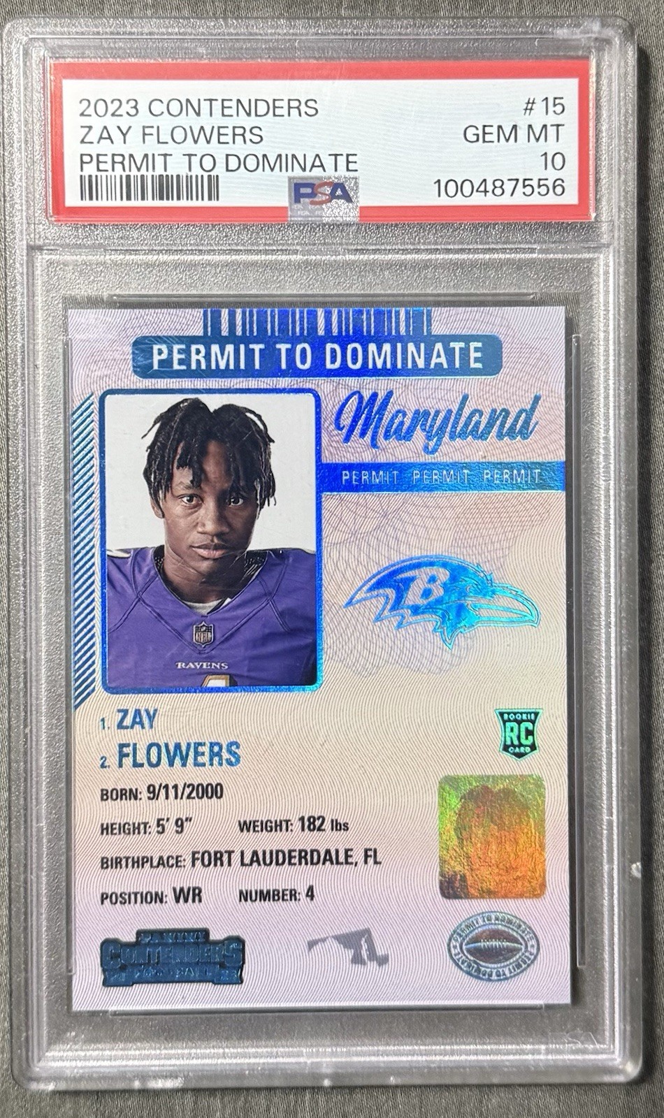 Zay Flowers Panini Contenders Permit to Dominate #15 Base