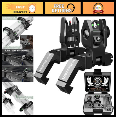 45° Offset Flip-Up Fiber Optic Iron Sights | Tool-Free Adjustable Back-Up | Red