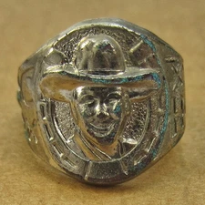 Vintage Hopalong Cassidy Adjustable Ring - Silver-Plated Metal