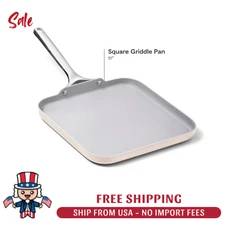 Caraway Home 11" Square Flat Griddle Pan - 550F - Color: Cream