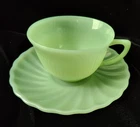 Vintage Fire King Jadeite Cup & Saucer "Swirl" or "Shell" Pattern