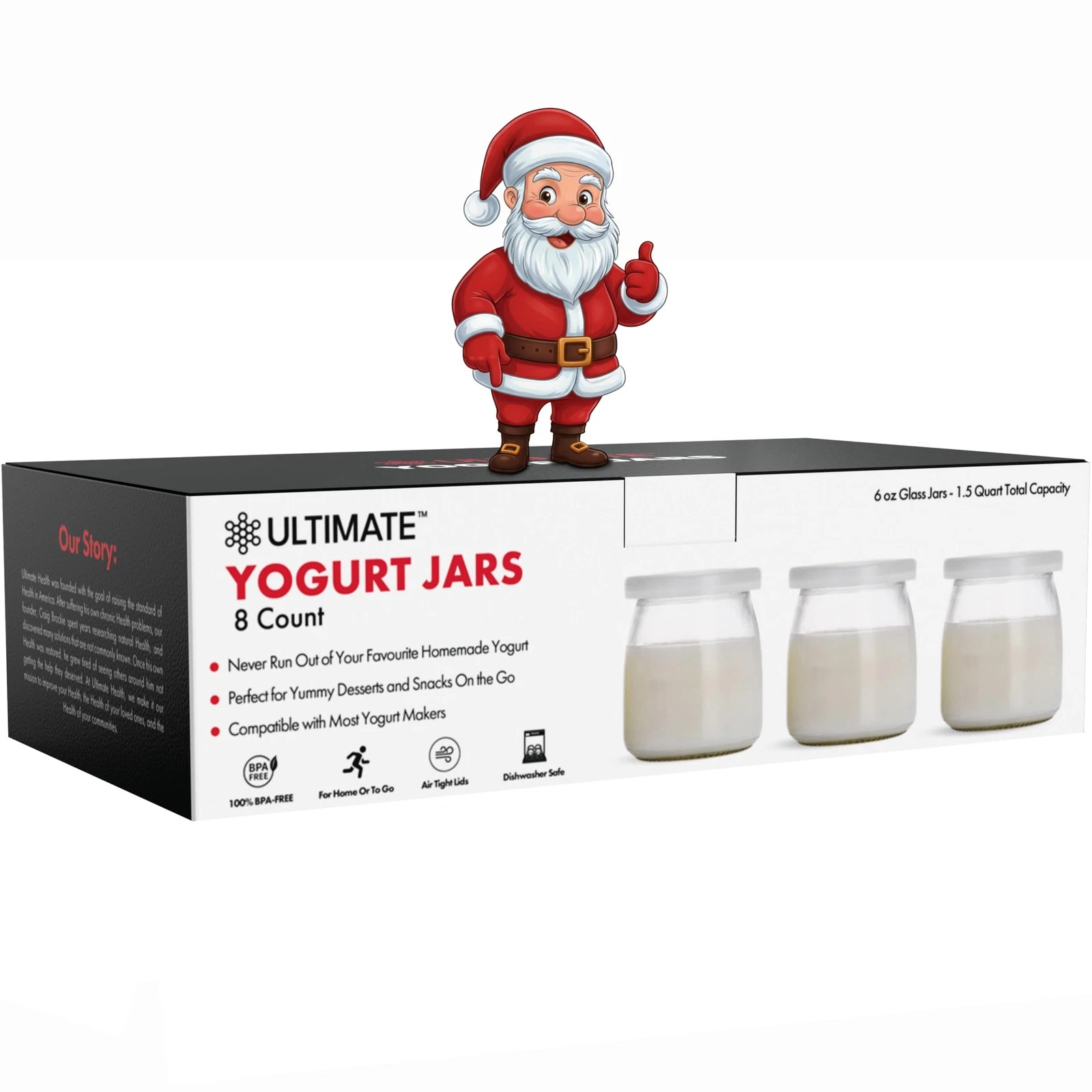 Ultimate Yogurt Jars - Make More Delicious Yogurt! 8 Count Small Glass Yogurt