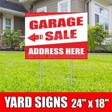 GARAGE SALE Yard Sign with H-Stakes Address Here Venta de Garage Flea Market
