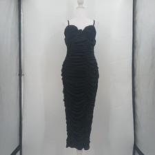 womens plus 1X black bodycon long line rouched dress fashion nova zipper back