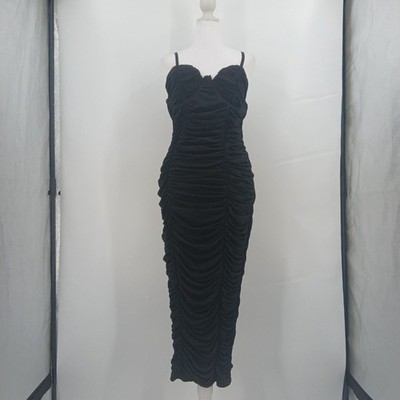 womens plus 1X black bodycon long line rouched dress fashion nova zipper back