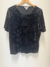 Black Velvet Burnout Top - XL.  Versatile essential basic