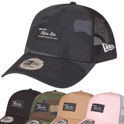 New Era Adjustable A-Frame Trucker Cap - BRAND LOGO PATCH
