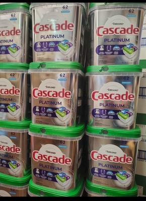 3) 62ct Cascade Platinum Dishwasher Pods Dishwasher Detergent  186T