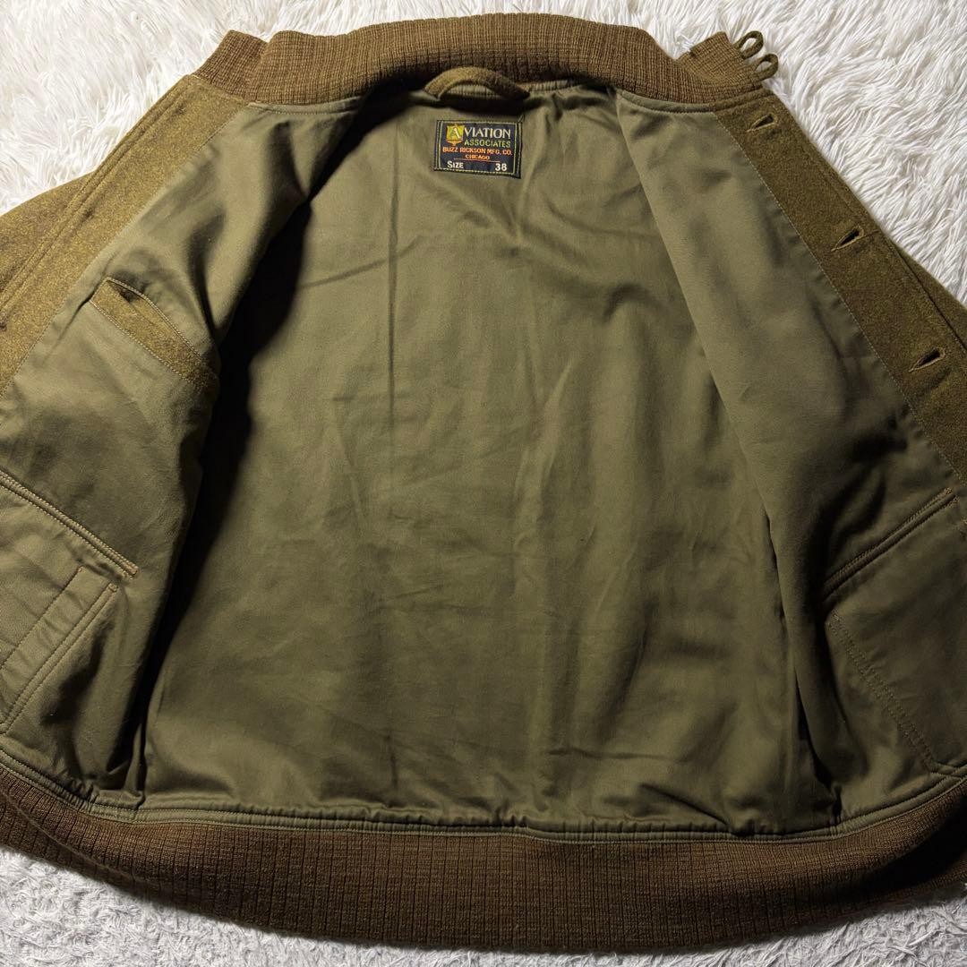 BUZZ RICKSONS Wool Flight Jacket A1 Brown Size 38… - image 7