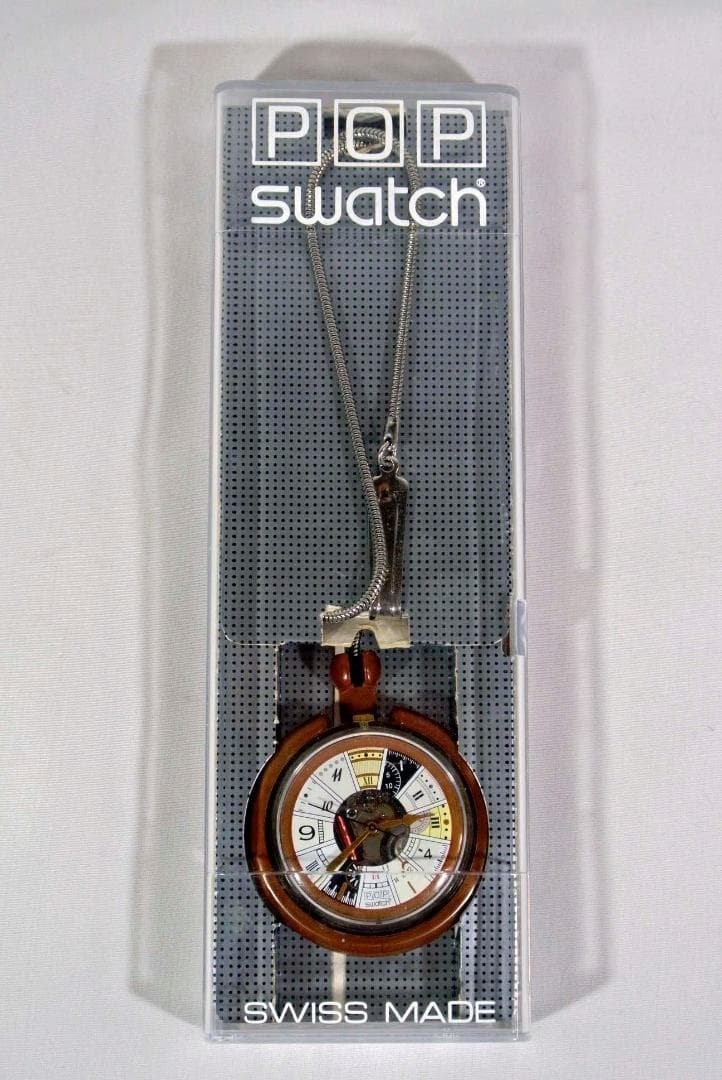 Swatch Pop Pocket Watch Vintage Skeleton Brown New Unused Box