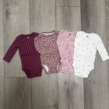 Carters 4PC Long Sleeve Bodysuit Set Floral Purple White 6MO