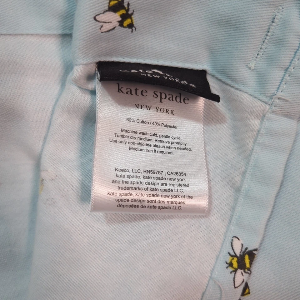 Cortina de chuveiro Kate Spade Bumble Bee azul mistura de algodão 72x72 - Imagem 3 de 3