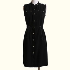 CALVIN KLEIN Black Sleeveless Snap Button Utility Dress