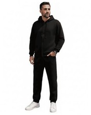 Men's Tracksuits 2 Piece Set Full Zip Hoodie Jogging Sweatsuit Sets Small Black