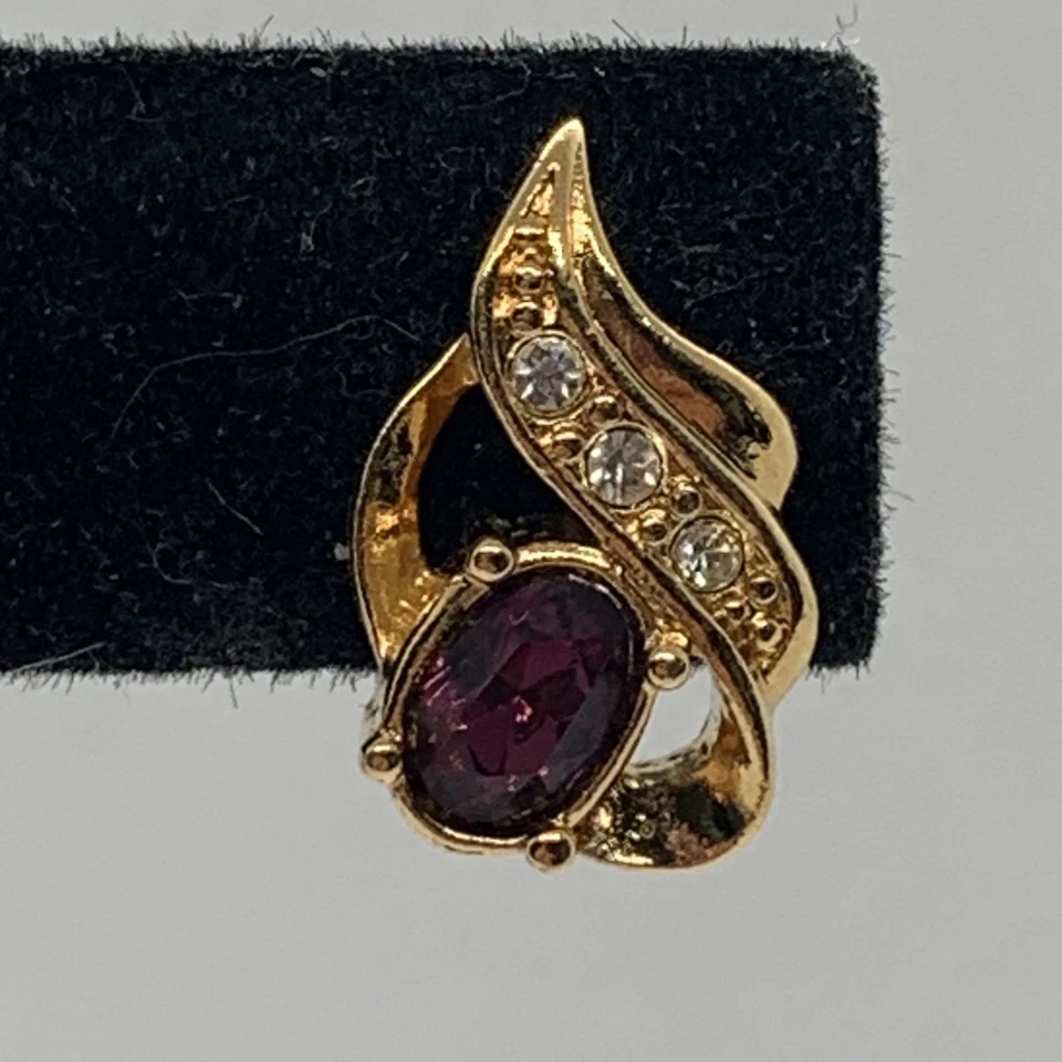 金色水钻和红宝石耳钉 — 第 2/4 张图片