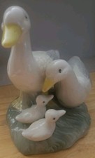 Vintage White Duck Geese Family with Ducklings Porcelain Ceramic Figurine Statue