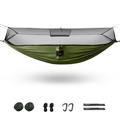 Quick Setup Hammock with Mosquito Net, for Solo Travelers & Outdoor Camping