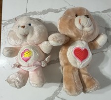 Vintage 1983 Lot 2 Care Bear Tenderheart Baby Hugs Plush Kenner Tan Red heart