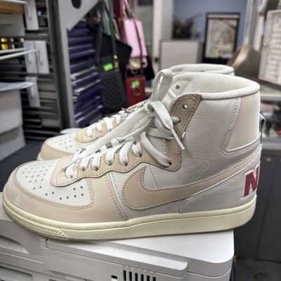 Size 9  1/2-Nike Unisex Lifestyle Terminator HIGH BE True Sneakers, Beige/White.