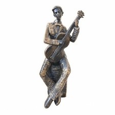 Seated Musician Figurine Elegant Ornament Classical for Office Decor