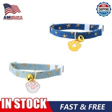 Fabric Detachable Cat Collar Cat Pendant Suitable Female  Male Cats Star Print