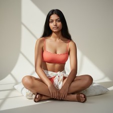   NEW w/tags Aerie Coral Color Waffle Scalloped Bandeau Bikini Top Size S.