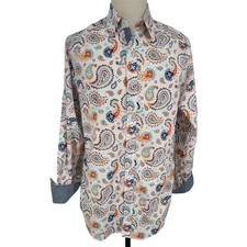 Cremieux Premium Men's Big  Tall Paisley LS Shirt Size L Button Down NEW