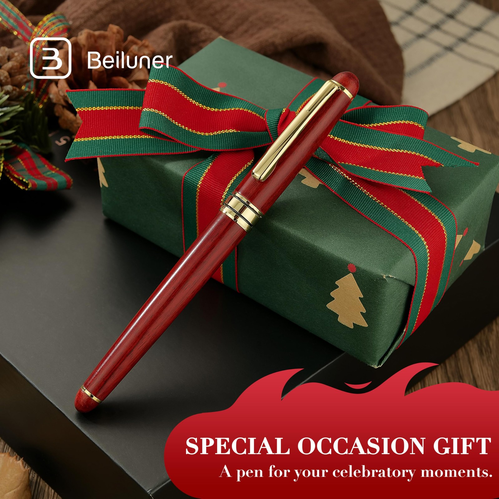 BEILUNER Luxury Wood Ballpoint Pen Writing Set,Rosewood-Elegant Fancy Nice Gi...