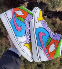 CUSTOM JORDAN 1 CARTOON STYLE MID ? Mens Custom Jordan 1s Hand Painted