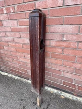 ANTIQUE FLUTED CORNER SQUARE OAK STAIRS WOOD NEWEL POST 45 X 5 X 5