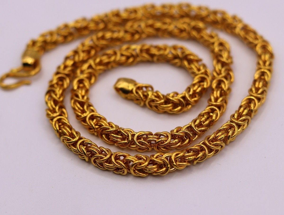 HANDMADE 22K GOLD HALLMARKED BYZANTINE CHAIN NECKLACE 20 INCHES