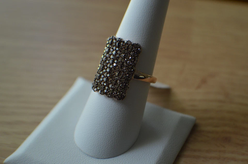 1.00ct Natural Champagne Diamond Ring ~ 14K Rose Gold over Fine Silver Size 8 - Image 2 of 4