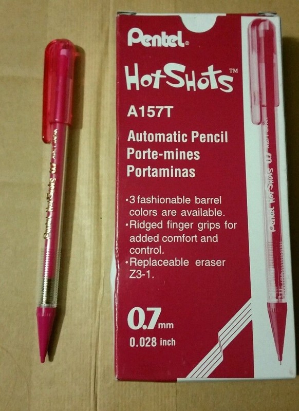 12  Pentel Hot Shots Automatic Pencils Lot of 12 Hot Pink School Office College 