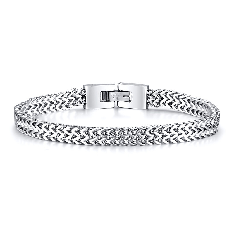 Vnox Men's Bracelet Double Chain Stainless Steel Chain Link Male