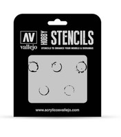 Vallejo Hobby Stencils: Drum Oil Markings Scale 1/35 125X125Mm