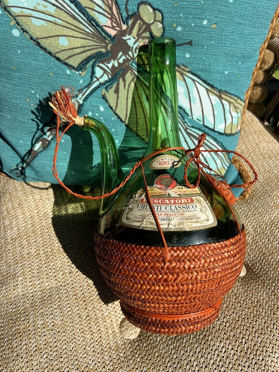 Vintage Chianti CLASSICO 1969 Italy Wine Bottle Raffia Wrapped