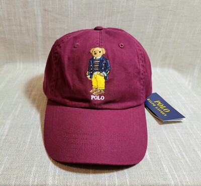 POLO Ralph Lauren Polo Bear Mens Chino Ball Cap Hat Maroon