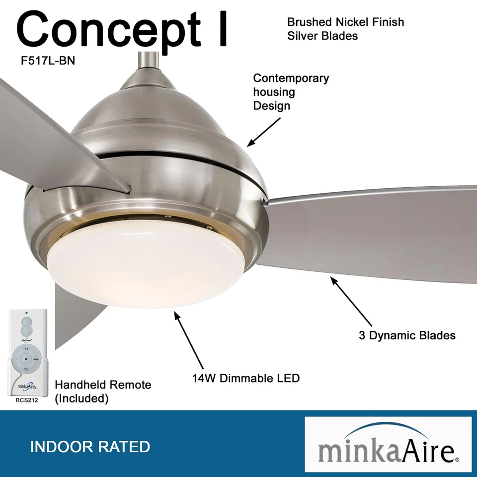 MinkaAire F517L-BN Concept I 52" 3 Blade LED Indoor Ceiling Fan*NEW* - Image 2 of 4