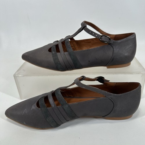 Sundance Metropolita Grey Leather Strappy Pointed Toe Flats Size 41 EU - Picture 8 of 10