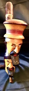 Hand carved Vintage 2 Head Pipe With Signature/stamp