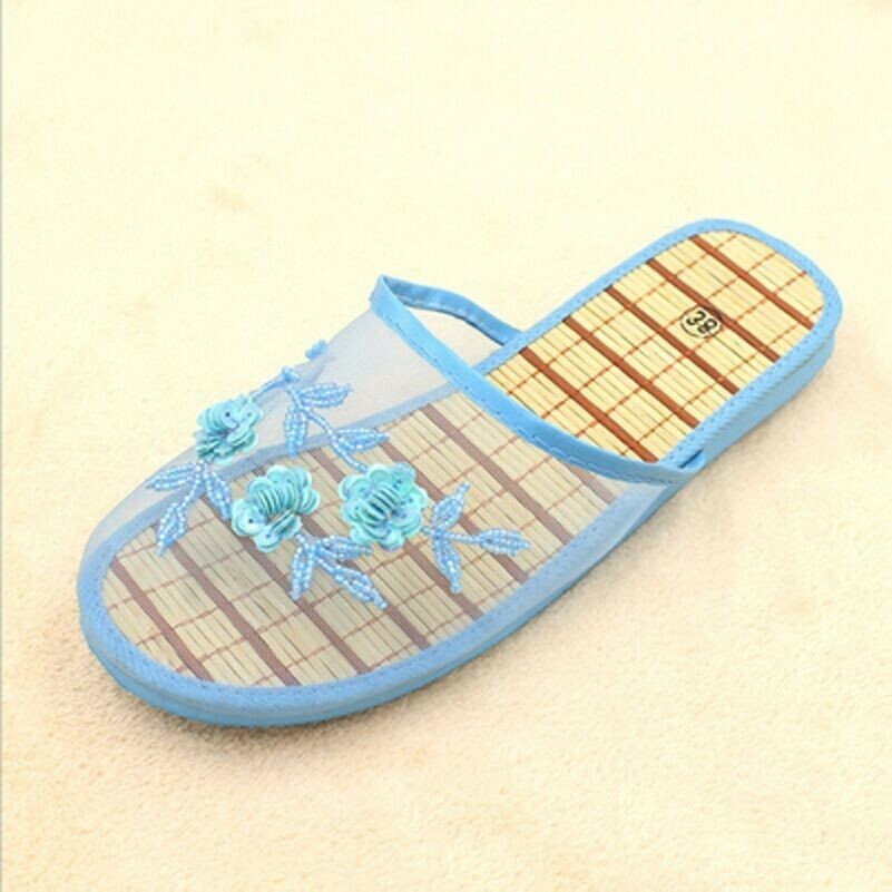 PANTOFOLA D’ORO Pantofole da donna piatte da interno perline paillettes rete floreale scarpe da casa sandalo